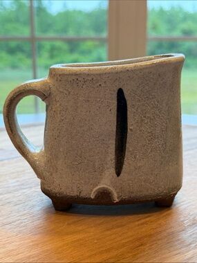 Carlisle Off White Ceramic Creamer Pitcher with Black Brushmark